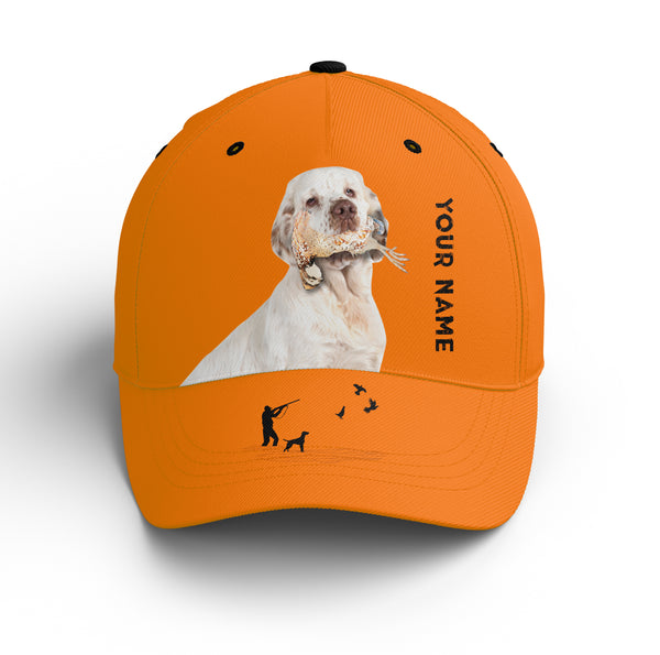 Bobwhite Quail Hunting Blaze Orange Custom name Hat for Men, Choose hunting dog breeds FSD4005