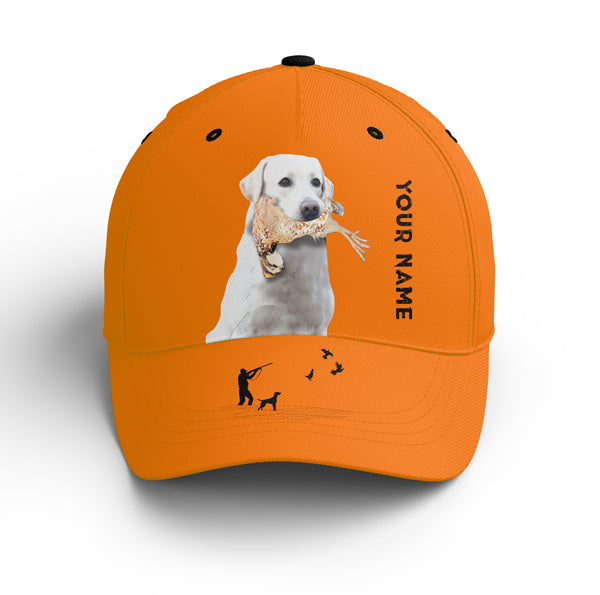 Bobwhite Quail Hunting Blaze Orange Custom name Hat for Men, Choose hunting dog breeds FSD4005