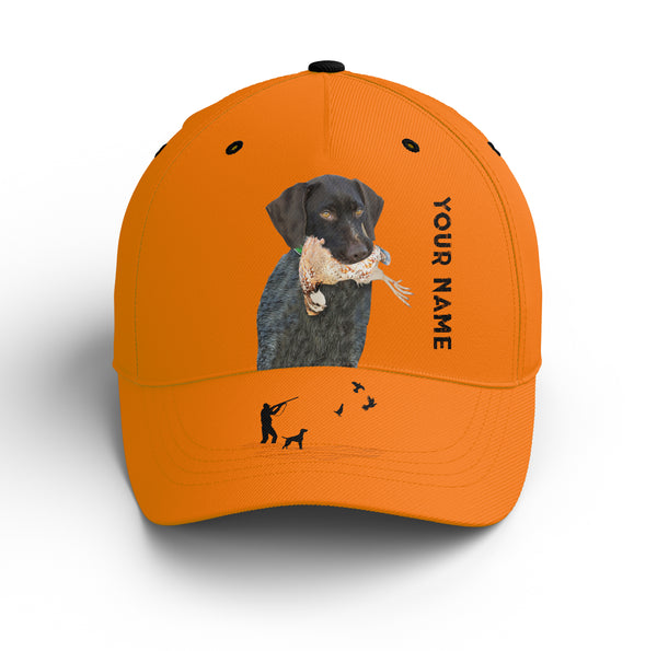 Bobwhite Quail Hunting Blaze Orange Custom name Hat for Men, Choose hunting dog breeds FSD4005