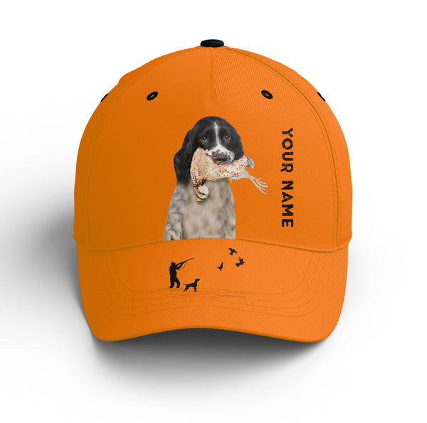 Bobwhite Quail Hunting Blaze Orange Custom name Hat for Men, Choose hunting dog breeds FSD4005