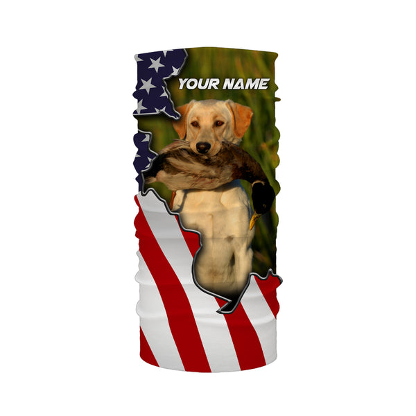 Duck Hunting with Yellow Labrador American Flag Custom Name 3D Full printing Shirts FSD2895