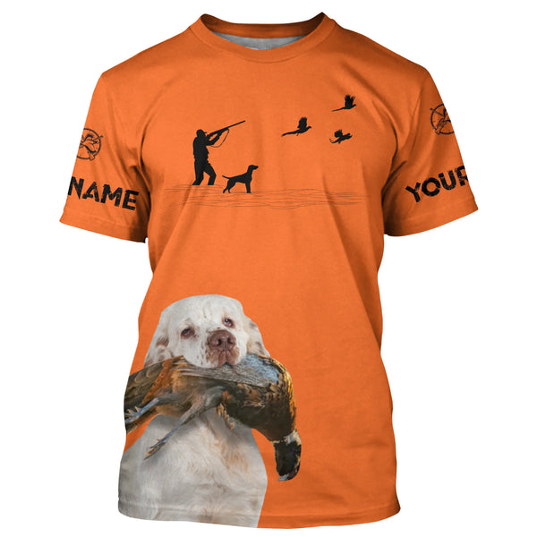 Clumber Spaniel Dog Pheasant Hunting customized Name Shirts for Pheasant Hunters FSD3923