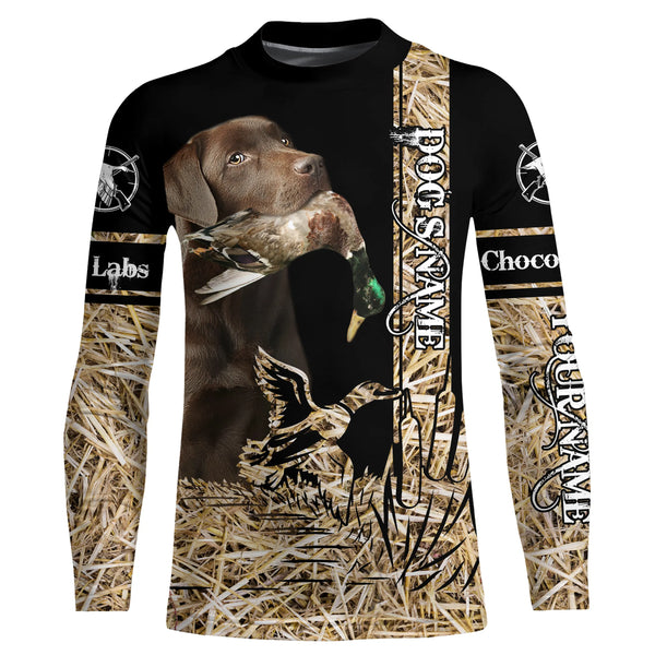 Chocolate Labs Retriever Dog Duck Hunting waterfowl camo Shirts for Duck Hunters FSD3927