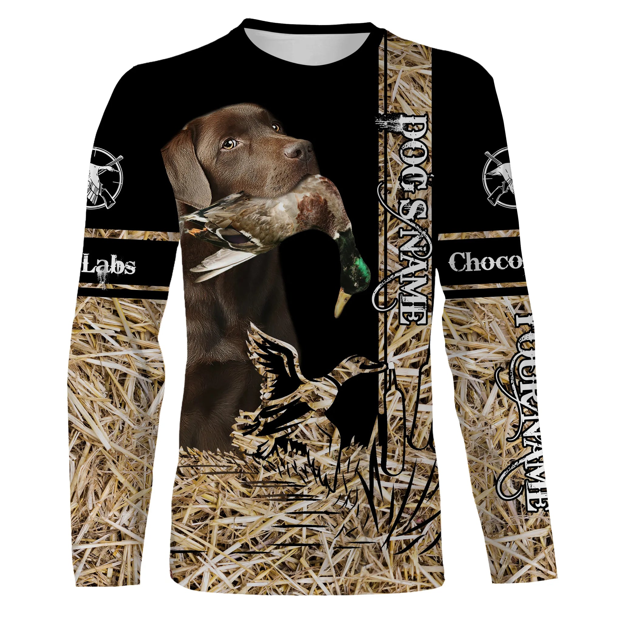 Chocolate Labs Retriever Dog Duck Hunting waterfowl camo Shirts for Duck Hunters FSD3927