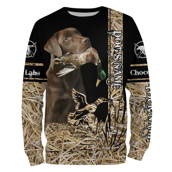 Chocolate Labs Retriever Dog Duck Hunting waterfowl camo Shirts for Duck Hunters FSD3927