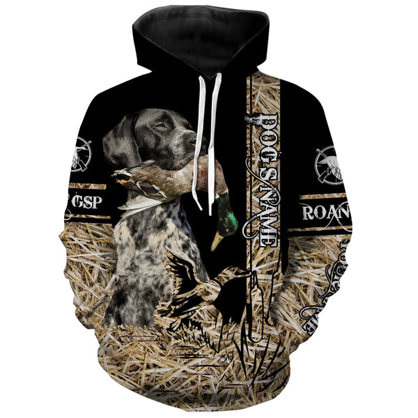 Black roan GSP Dog Duck Hunting waterfowl camo Shirts for Duck Hunters FSD3931