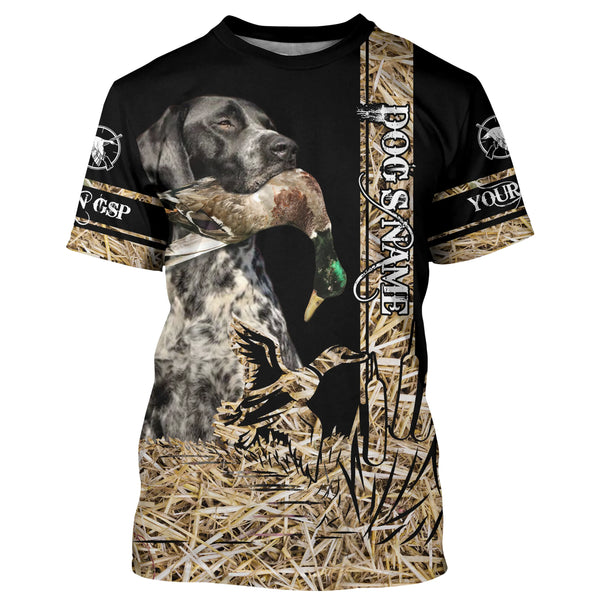 Black roan GSP Dog Duck Hunting waterfowl camo Shirts for Duck Hunters FSD3931