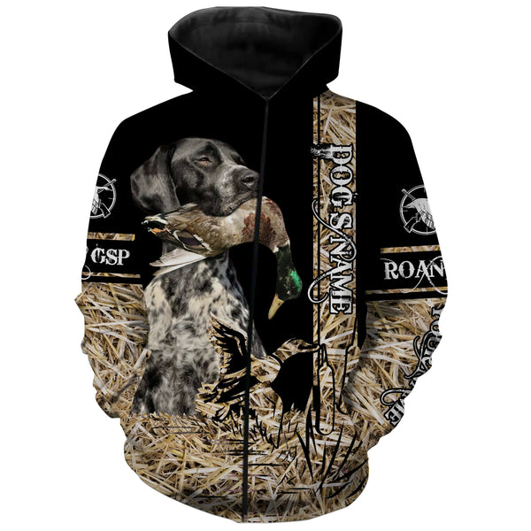 Black roan GSP Dog Duck Hunting waterfowl camo Shirts for Duck Hunters FSD3931