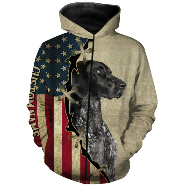 Black German Shorthaired Pointer American flag T-shirt, Hoodie - Custom Dog lover Shirt FSD3943