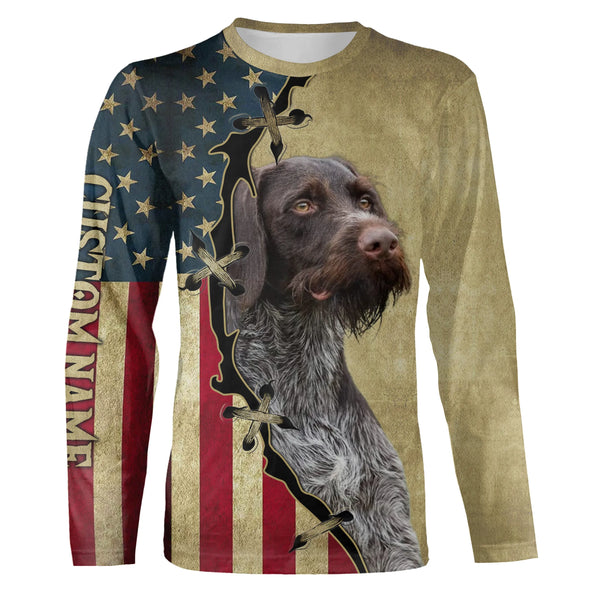 Deutsch Drahthaar American flag T-shirt, Hoodie, Long sleeve Shirt - Custom Dog lover Shirt FSD3945