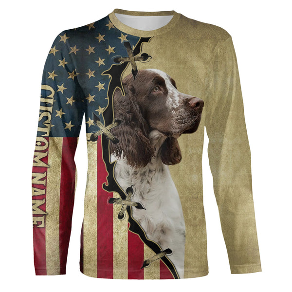 English Springer Spaniel American flag T-shirt, Hoodie, Long sleeve Shirt - Custom Dog lover Shirt FSD3946