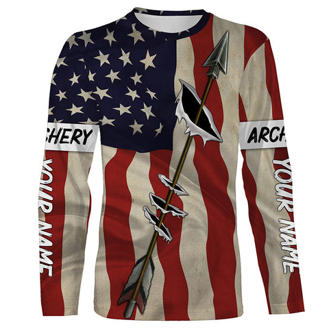 Archery Bow Hunting American flag custom Name 3D All over printed Shirts - Personalized Archers Gifts FSD3539