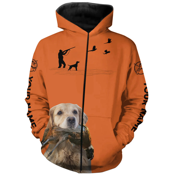 Golden Retriever Dog Pheasant Hunting Custom name Orange Shirts for Upland hunters FSD3952