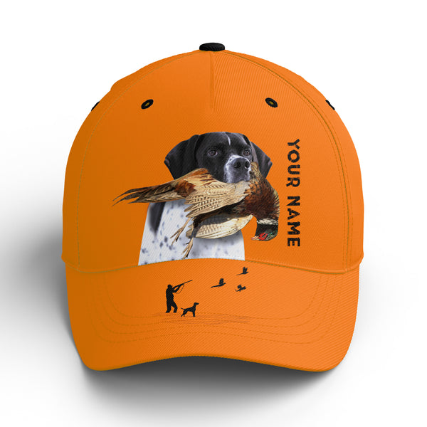 Hunting Dogs Pheasant Hunting Blaze Orange Custom Name Hat for Men, Choose hunting dog breeds FSD3967