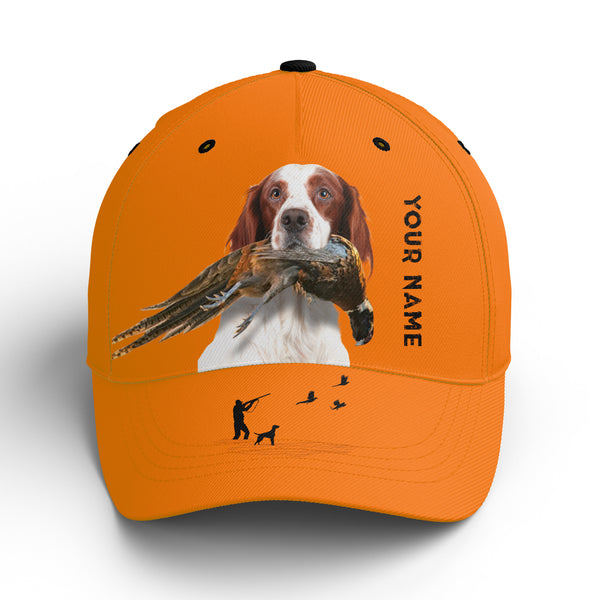 Hunting Dogs Pheasant Hunting Blaze Orange Custom Name Hat for Men, Choose hunting dog breeds FSD3967