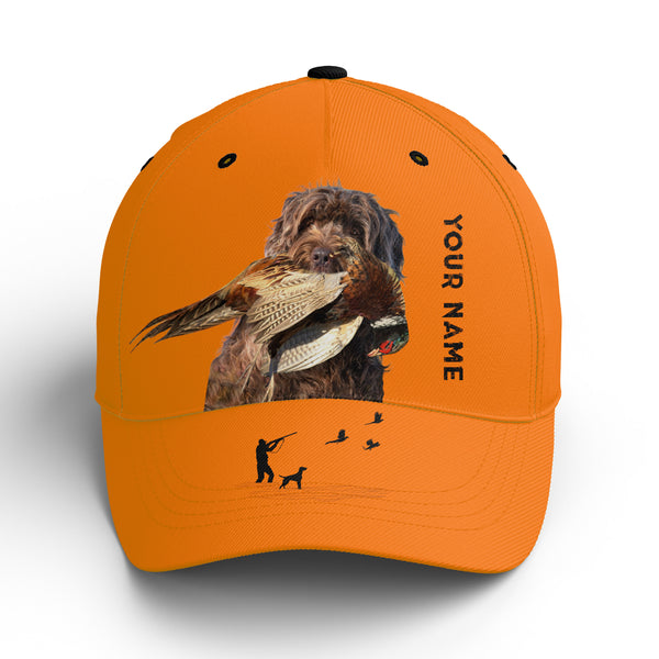 Hunting Dogs Pheasant Hunting Blaze Orange Custom Name Hat for Men, Choose hunting dog breeds FSD3967