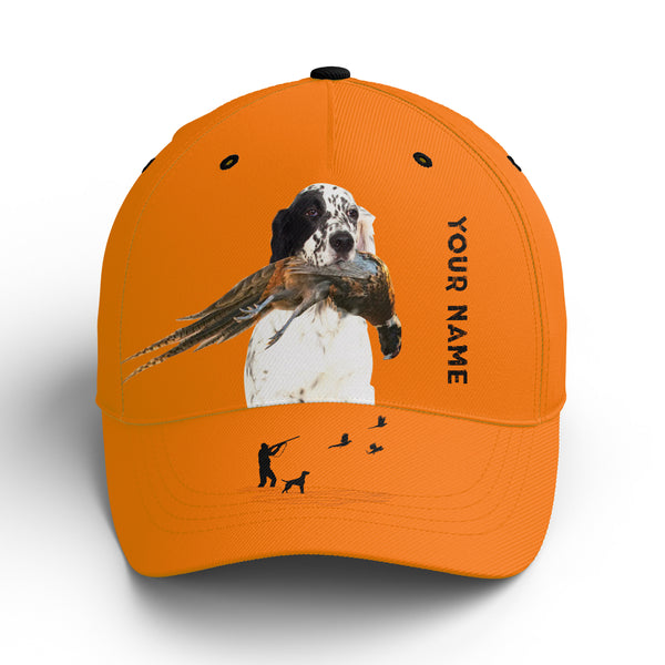 Hunting Dogs Pheasant Hunting Blaze Orange Custom Name Hat for Men, Choose hunting dog breeds FSD3967