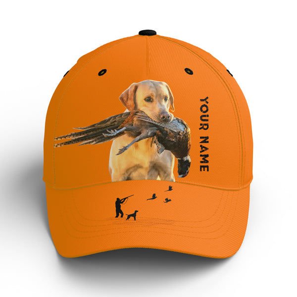 Hunting Dogs Pheasant Hunting Blaze Orange Custom Name Hat for Men, Choose hunting dog breeds FSD3967