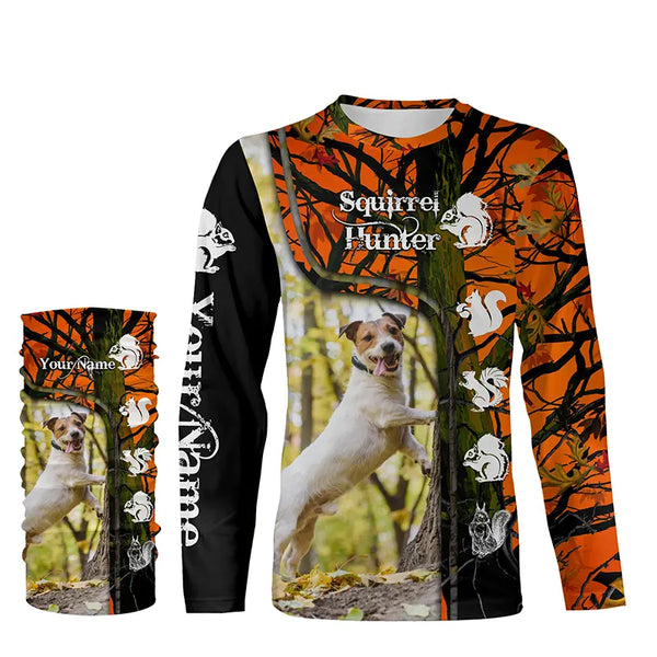 Squirrel Hunting Dogs Russell Terrier orange camo Custom Name 3D All over print Shirts, hunting gifts FSD3859