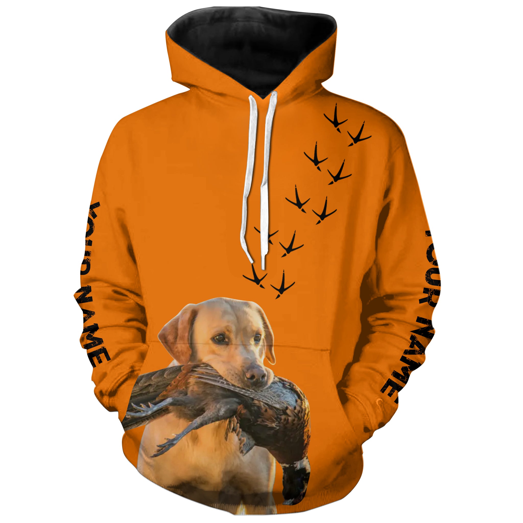 Yellow Labs Dog Pheasant Hunting Blaze Orange custom Name Hunting Hoodie, T-shirt FSD3970