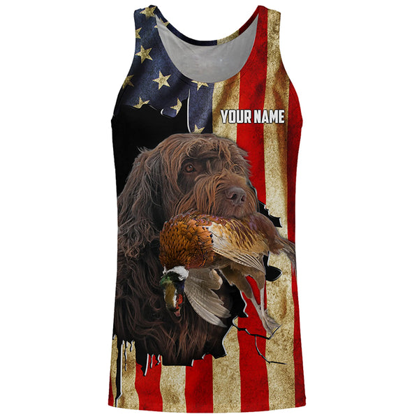 Pudelpointer Pheasant hunting Dogs American flag Custom Name Shirts, gifts for hunting dog owners FSD3798