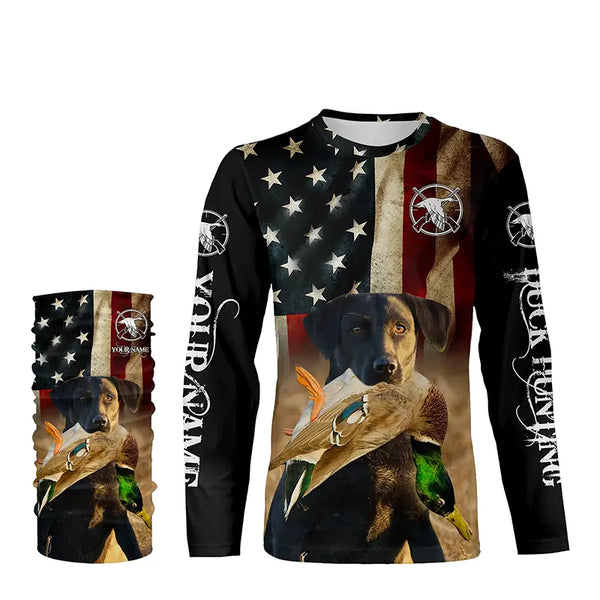 Best Duck Hunting Dogs black Labrador Retriever American flag 3D All over printed Shirts FSD3864