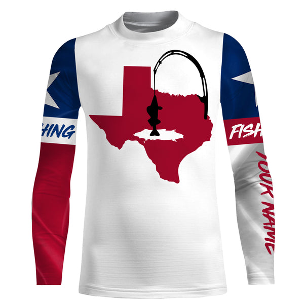 TX Texas Flag Ice Fishing T-Shirt, Long Sleeves - Personalized Fishing Gift for Men, women and Kid - FSD2838