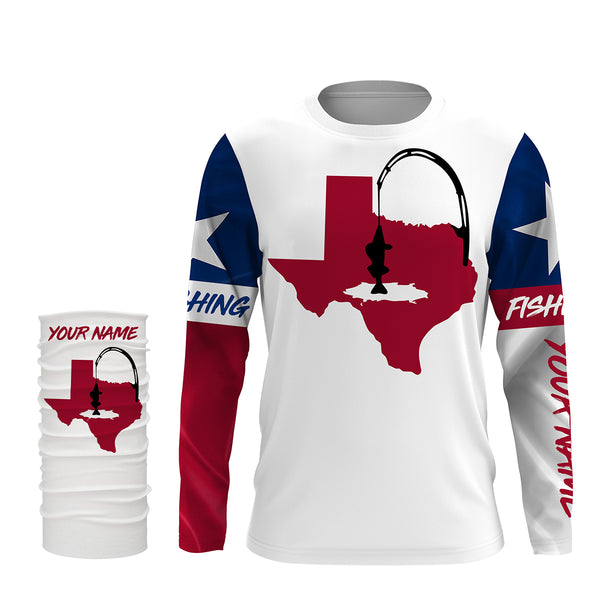 TX Texas Flag Ice Fishing T-Shirt, Long Sleeves - Personalized Fishing Gift for Men, women and Kid - FSD2838