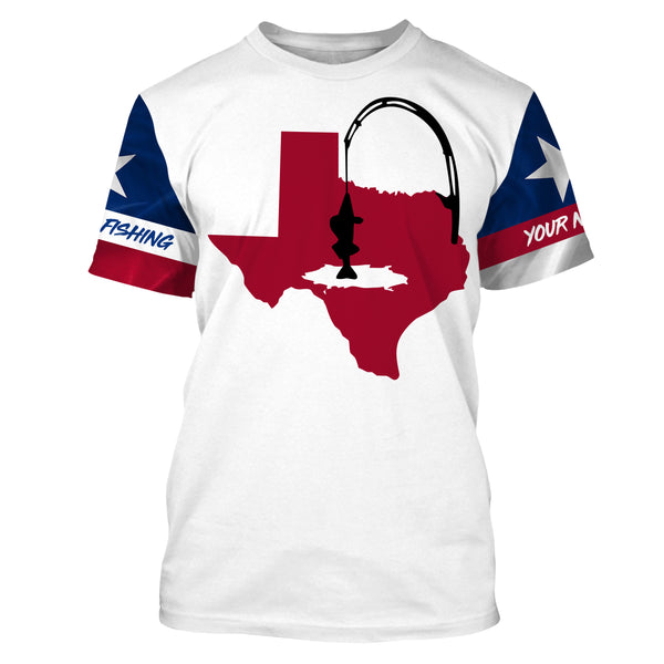 TX Texas Flag Ice Fishing T-Shirt, Long Sleeves - Personalized Fishing Gift for Men, women and Kid - FSD2838