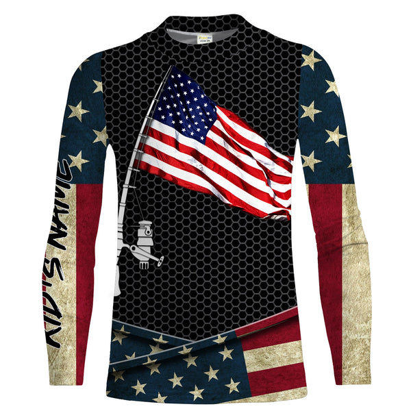 Fishing shirt American flag fishing rod Custom Name Sun protection Shirt Personalized fishing gifts ideas FSD1798