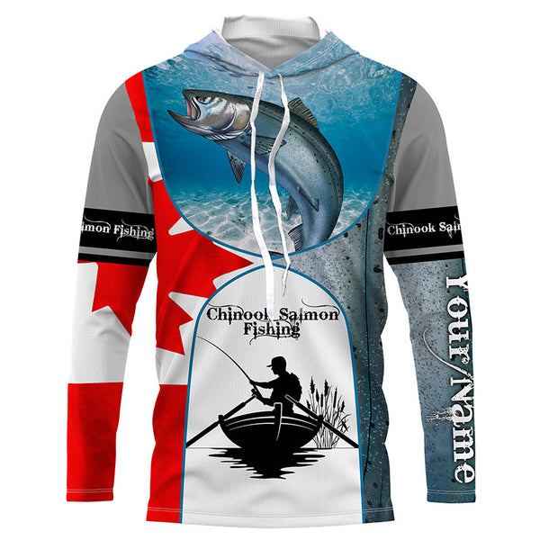 Canadian Flag Chinook Salmon Fishing Custom long sleeve performance Fishing Shirt TTS0205