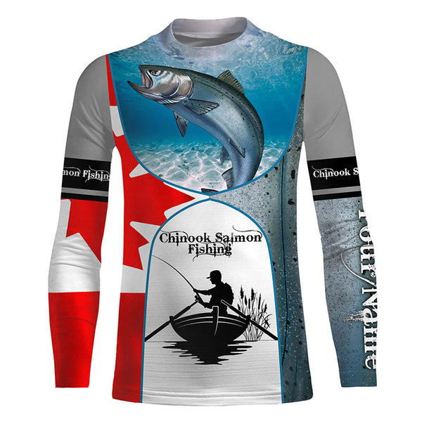 Canadian Flag Chinook Salmon Fishing Custom long sleeve performance Fishing Shirt TTS0205