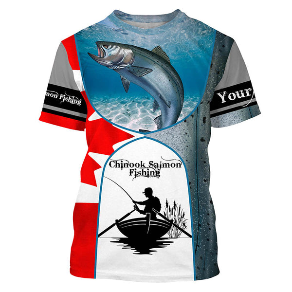 Canadian Flag Chinook Salmon Fishing Custom long sleeve performance Fishing Shirt TTS0205