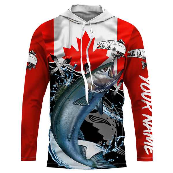 King Salmon Fishing Canada flag Custom UV Long Sleeve Performance Shirts TTS0223