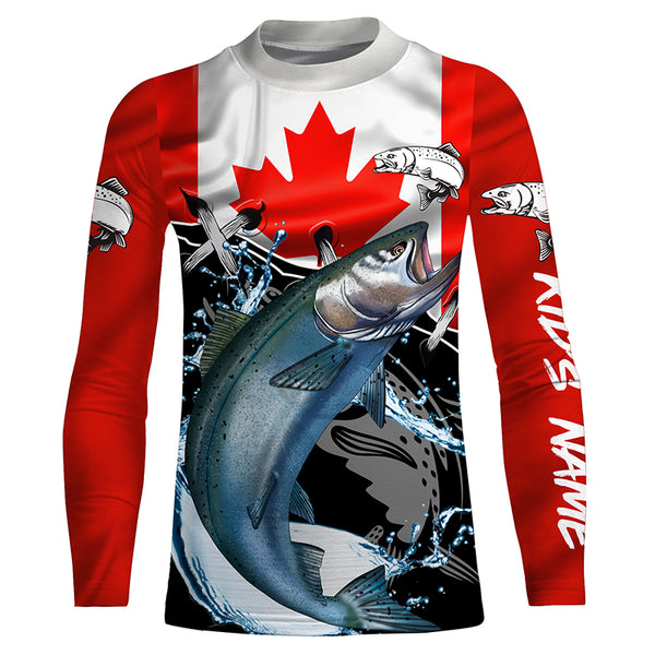 King Salmon Fishing Canada flag Custom UV Long Sleeve Performance Shirts TTS0223