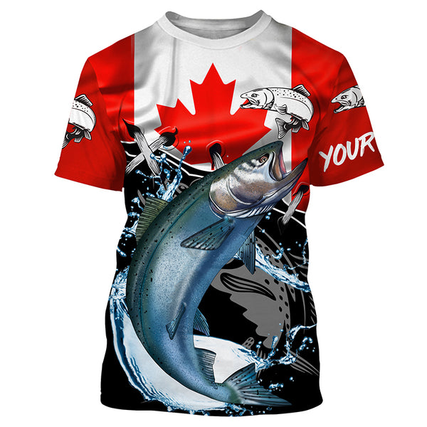 King Salmon Fishing Canada flag Custom UV Long Sleeve Performance Shirts TTS0223