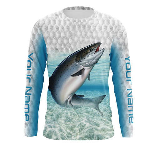 Chinook Salmon Fishing sea water Custom Long Sleeve performance Fishing Shirts TTS0489