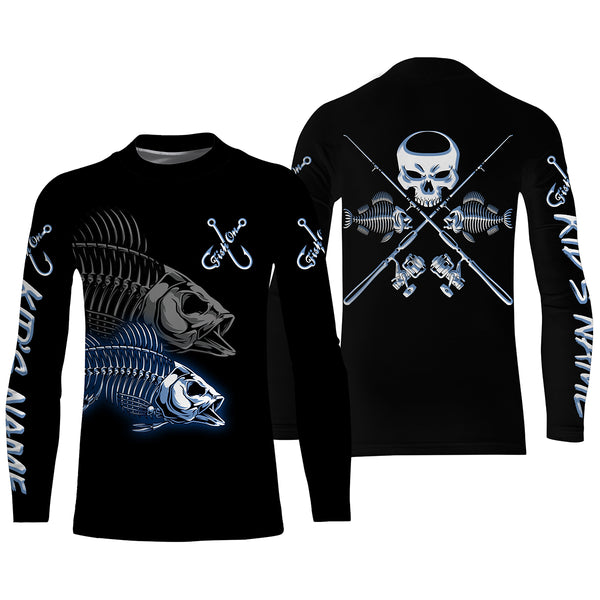 Fish On Reaper Custom Long sleeve Fishing Shirts, Fish Skull Fishing jerseys TTS0155