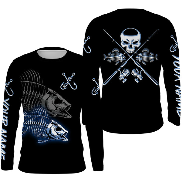 Fish On Reaper Custom Long sleeve Fishing Shirts, Fish Skull Fishing jerseys TTS0155