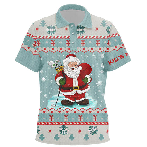 Golf Santa Christmas Mint Kids Polo Shirt Custom Cool Golf Shirts For Kid Christmas Golf Gifts LDT0858