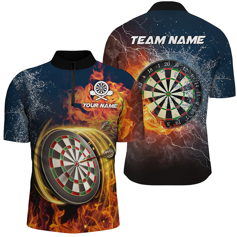 Water & Fire Darts Quarter Zip Shirts Personalized Lightning Thunder Darts Jersey For Men LDT0303