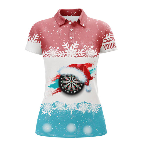 Santa Darts Christmas Red Blue Womens Dart Polo Shirt Darts Shirt For Women Dart Jersey LDT0749