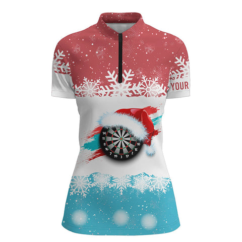 Santa Darts Christmas Red Blue Dart Quarter-Zip Shirt Darts Shirt For Women Dart Jersey LDT0749