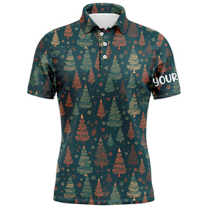 Vintage Christmas Trees Mens Golf Polo Shirts Custom Golf Shirts For Men Xmas Golf Gifts LDT0814