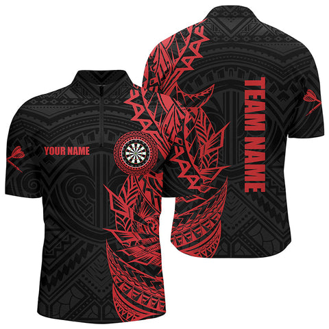 Personalized Red Tribal Darts Quarter-Zip Shirt Custom Darts Shirt For Men Dart Jerseys LDT0816