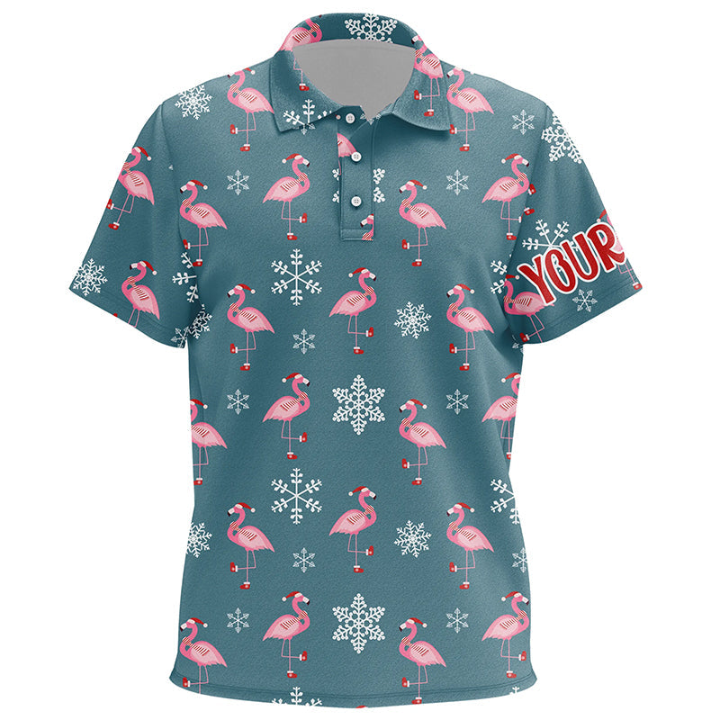 Cute Pink Flamingo Wearing Santa Hat Christmas Golf Kids Polo Shirt Custom Golf Gifts For Kid LDT0831