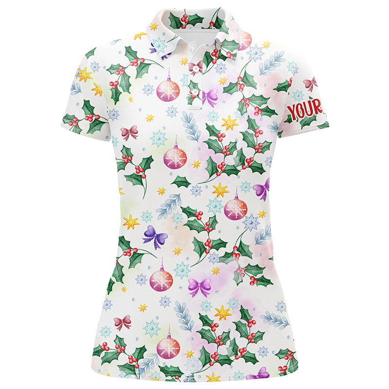 Colorful Watercolor Christmas Golf Polo Shirt Custom Golf Shirts For Women Cool Golf Gifts LDT0832