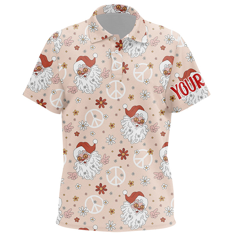 Hippie Santa Floral Christmas Golf Kids Polo Shirt Custom Funny Cute Unisex Kid Golf Tops Golf Gifts LDT0837