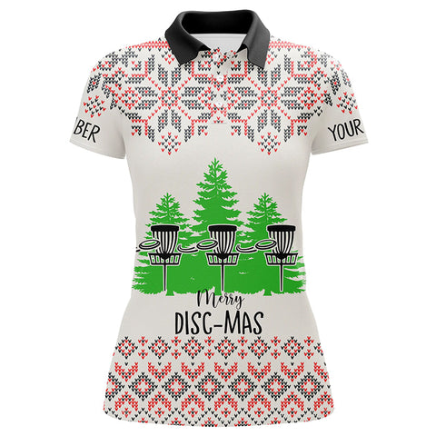 Merry Discmas All Over Print Disc Golf Polos Custom Ugly Christmas Disc Golf Tops For Women LDT0855