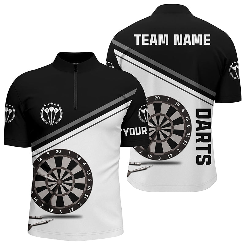 Black And White Darts Quarter Zip Shirt Customized Darts Shirts For Men Dart Jersey LDT0306